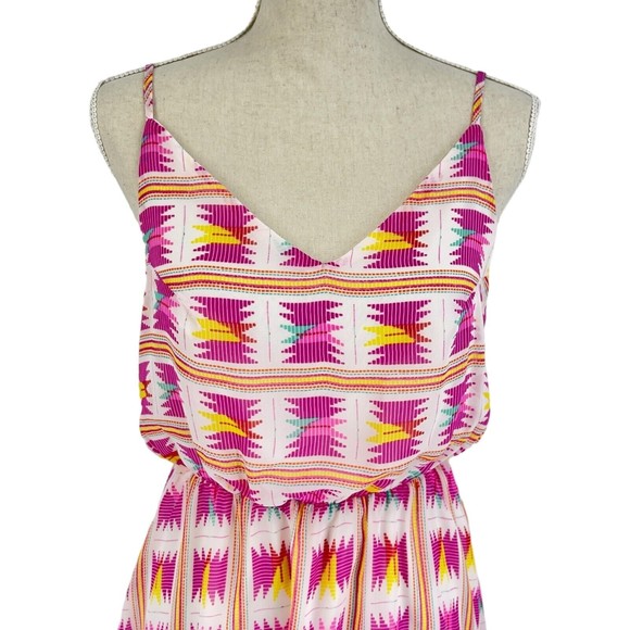 Ocean Drive Womens Fit Flare Sleeveless Dress Bright Aztec Print Size Medium - Picture 3 of 9